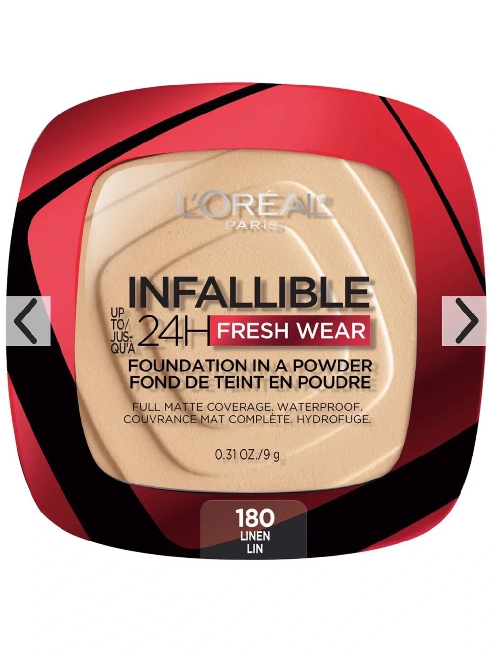 L'Oreal Infallible Fresh Wear Powder Foundation - Linen 180 (Beige)